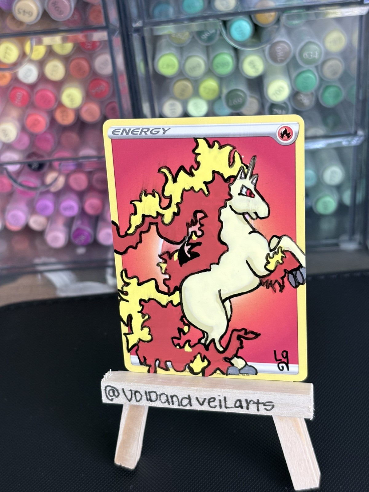 Rapidash Pokémon fanArt Energy Card ATC HandPainted Collectible ACEO ORIGINAL Rapidash Pokémon fanArt Energy Card ATC HandPainted Collectible ACEO ORIGINAL