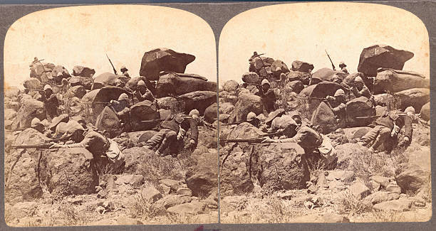 Africa Some Metinen\'s Infantry firing retreating Boers Brier Stro- 1940 Photo