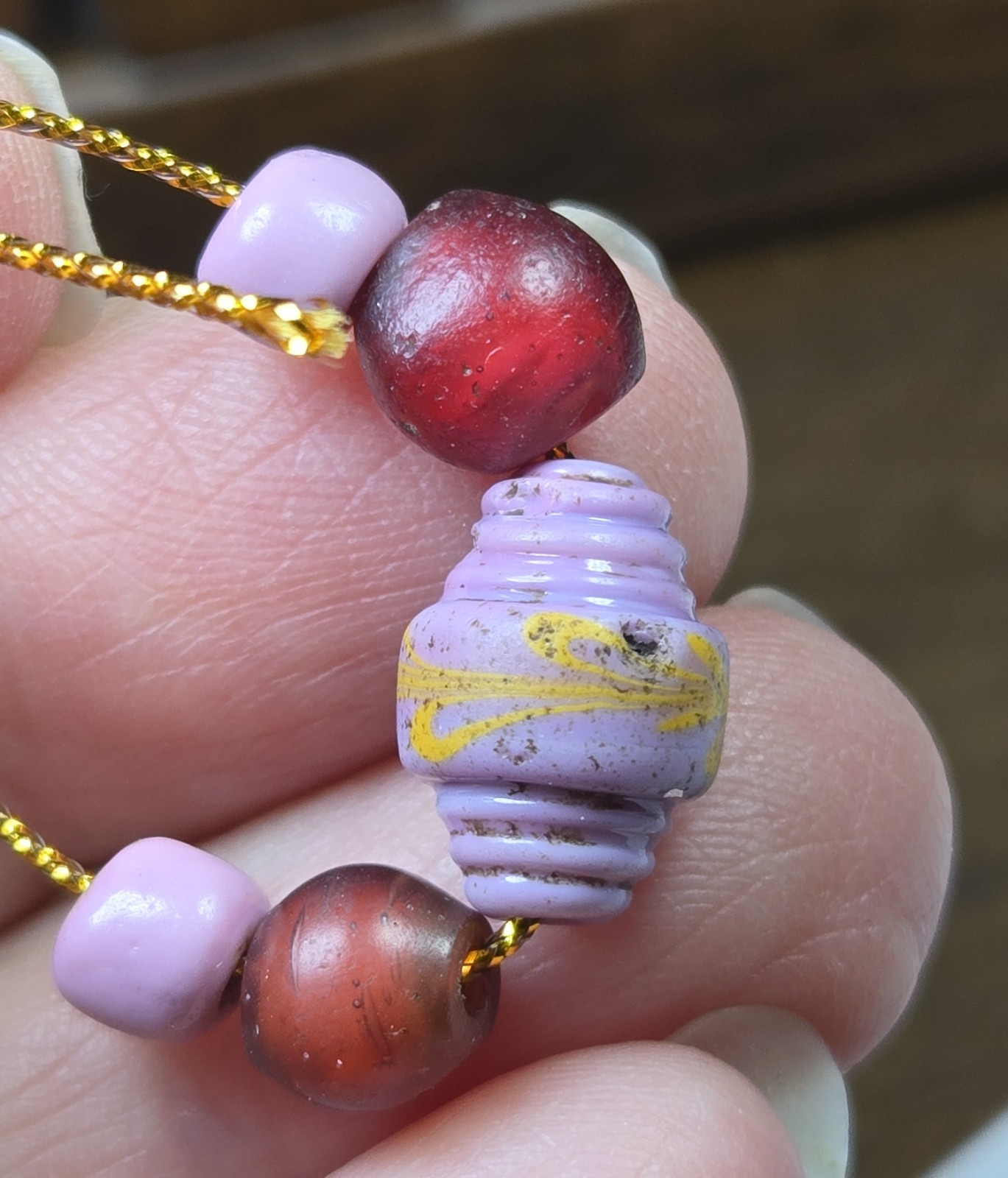 Rare Pink Peru Stepped Bicone TRADE BEADS Venetian Glass African