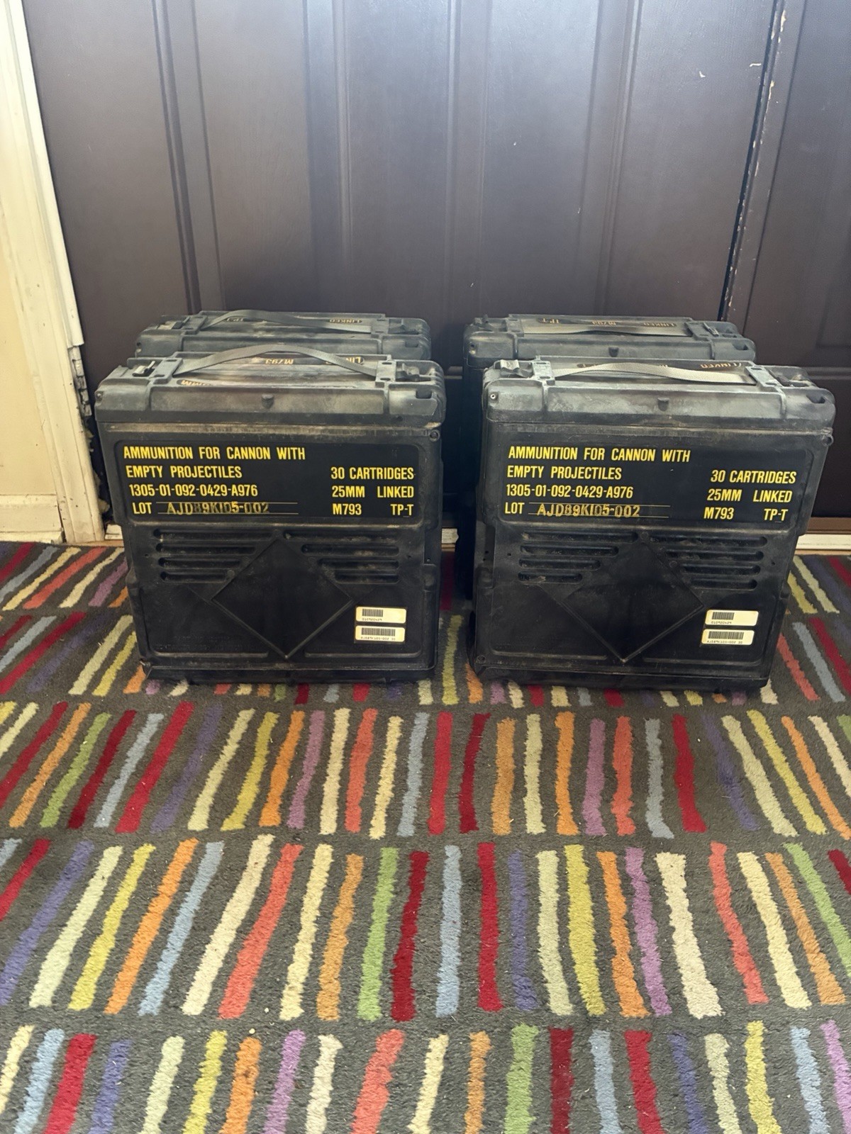 4 US Military 30 Cartridges 25mm Linked M793 Cannon Ammo Waterproof Case EMPTY