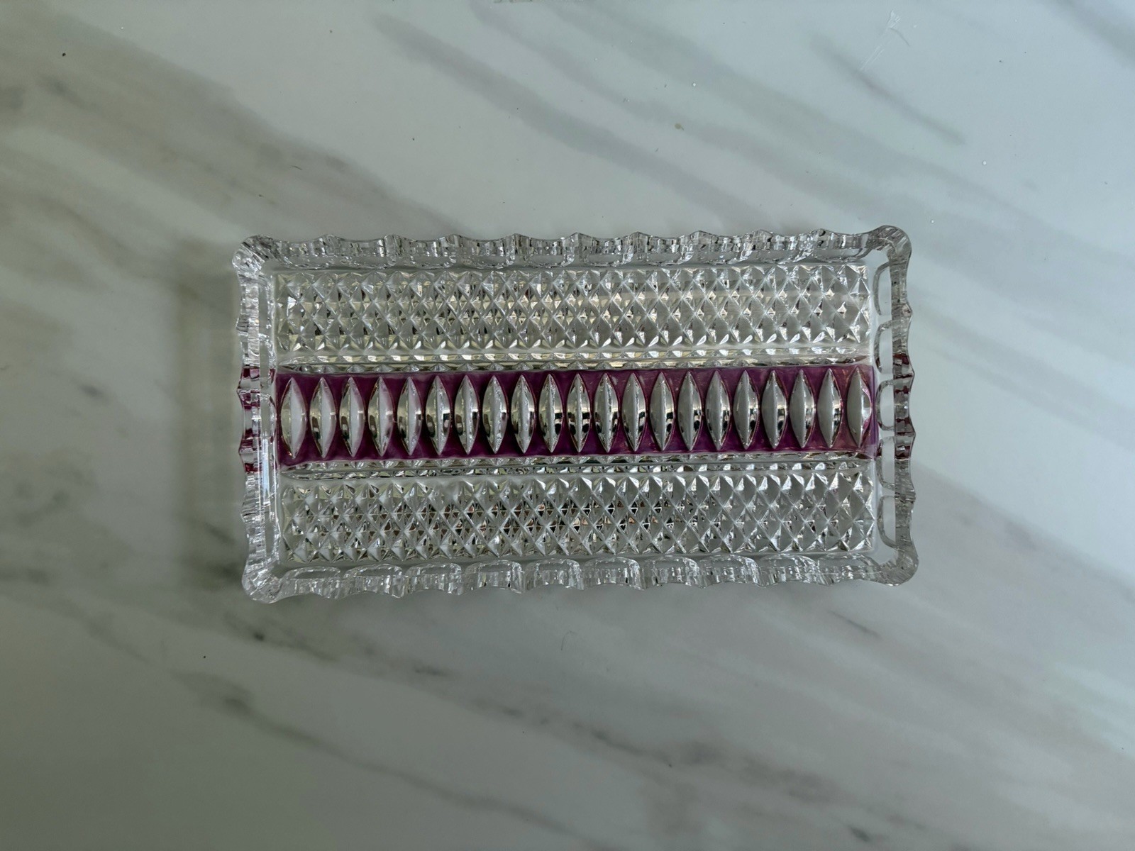 Vintage Cut Glass glass Vanity Tray Timeless Elegant