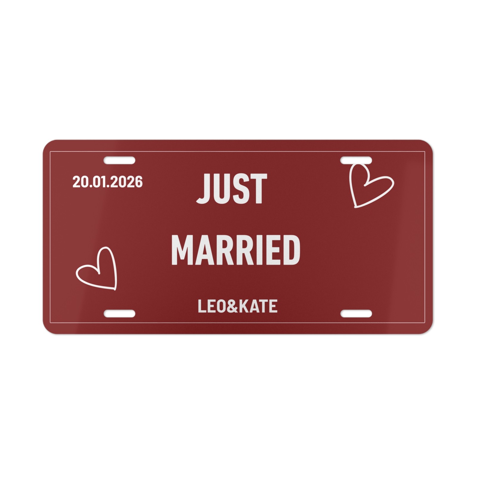 Just Married Vanity Plate | Personalized Wedding License Plate