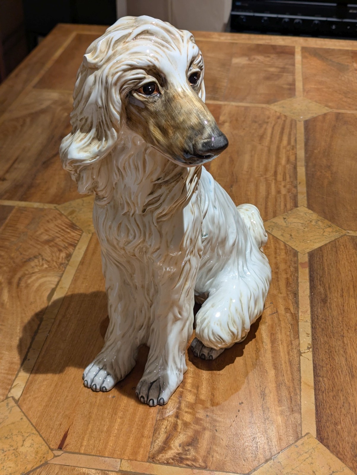 Large Vintage Ceramic Afghan Hound Dog Figurine Ornament 40cm Tall Hand Painted