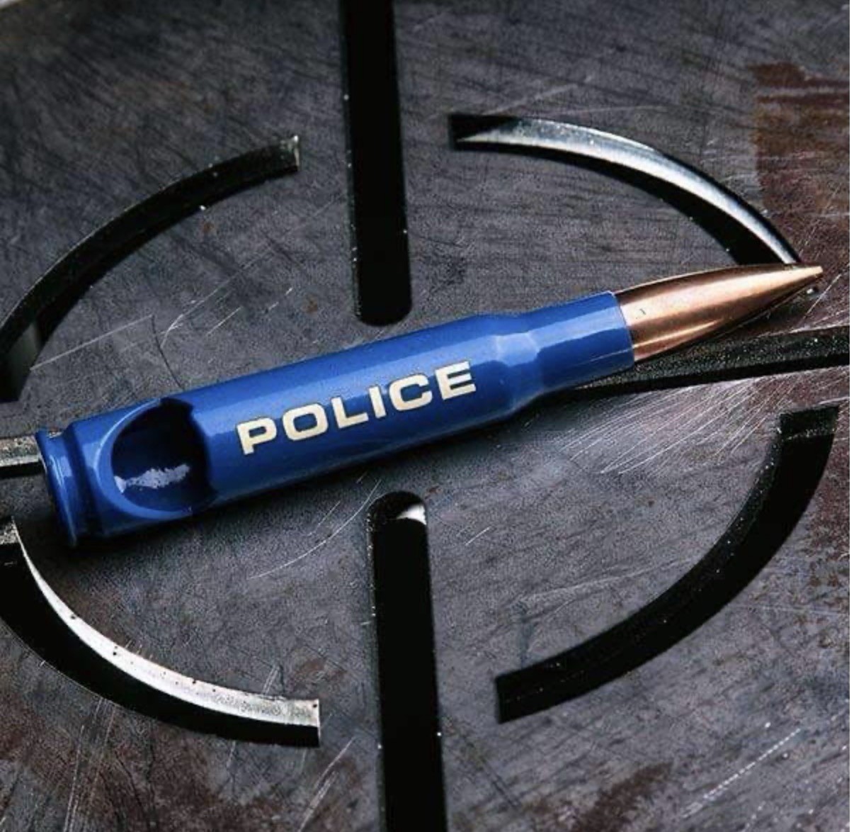Lucky Shot .50 Caliber 50BMG Bullet Bottle Opener Spirit Series - POLICE - Blue