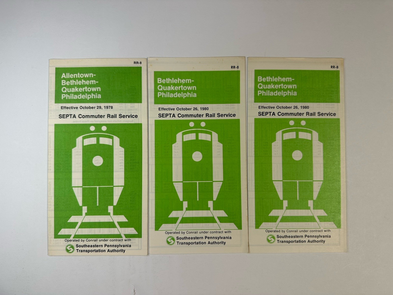 Vintage 1978 1980 SEPTA Conrail Timetable RR-8 Allentown Bethlehem Quakertown