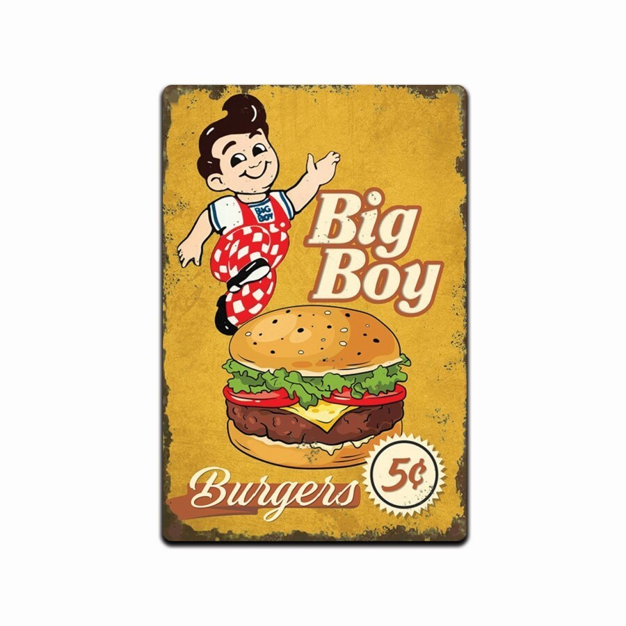 Big Boy Bob's Hamburger Car Hop Service Aluminum Sign Rustic Vintage Replica Big Boy Bob's Hamburger Car Hop Service Aluminum Sign Rustic Vintage Replica