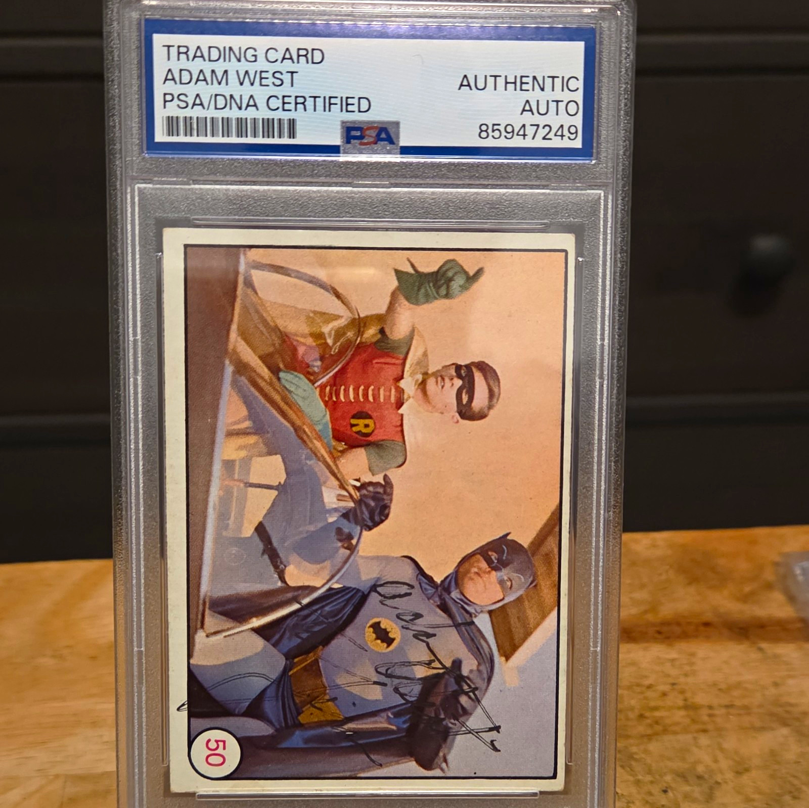 1966 Topps Batman #50 Batman and Robin Adam West Auto PSA Authenticated 1966 Topps Batman #50 Batman and Robin Adam West Auto PSA Authenticated