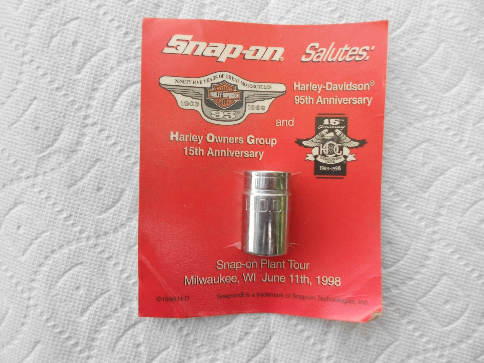 Harley-Davidson 1998 95th Anniv HOG 15th Anniv Snap-on Plant Tour Item