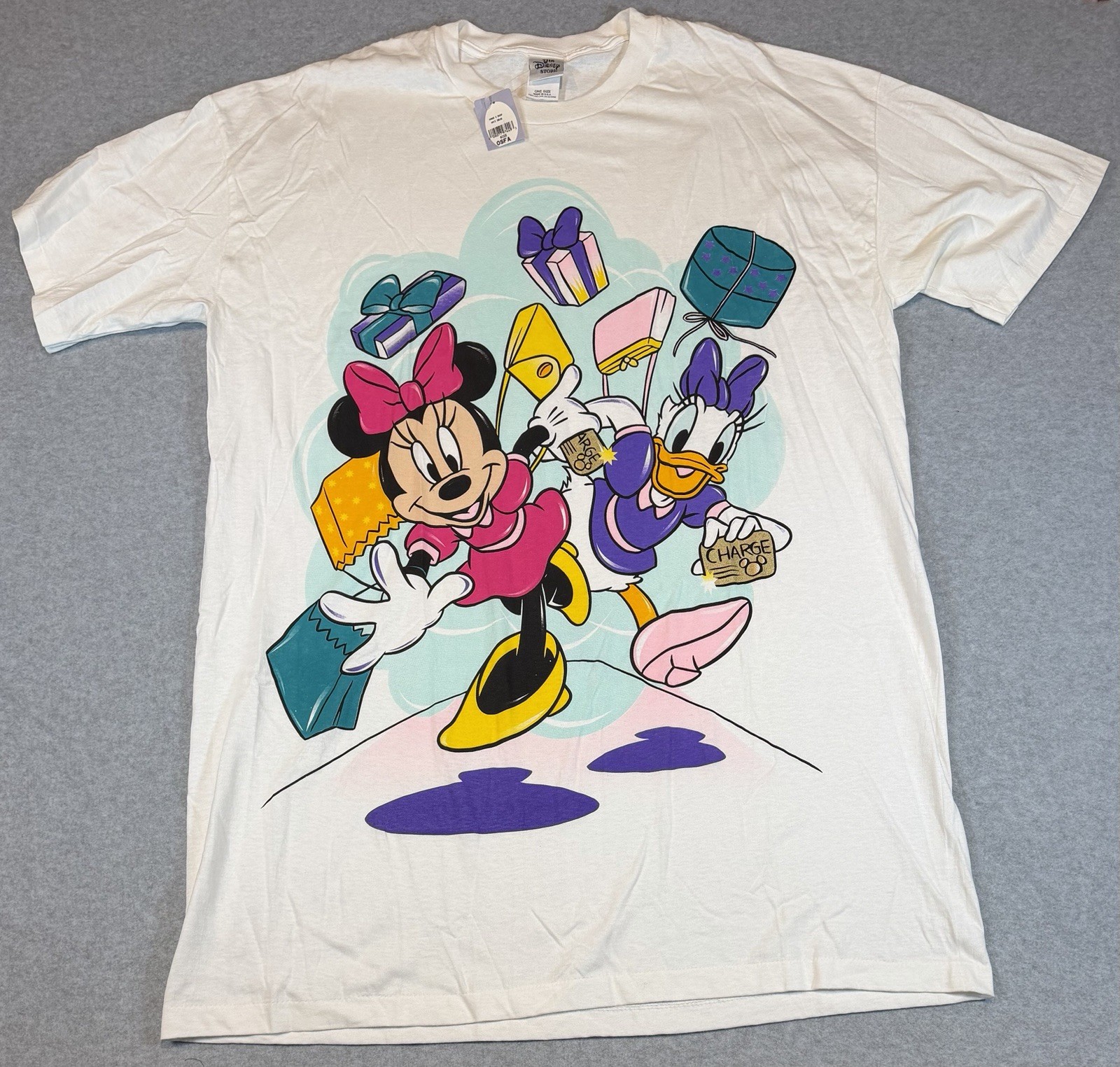 Vintage The Disney Store Minnie and Daisy CHARGEWhite Dress T- Shirt One Size