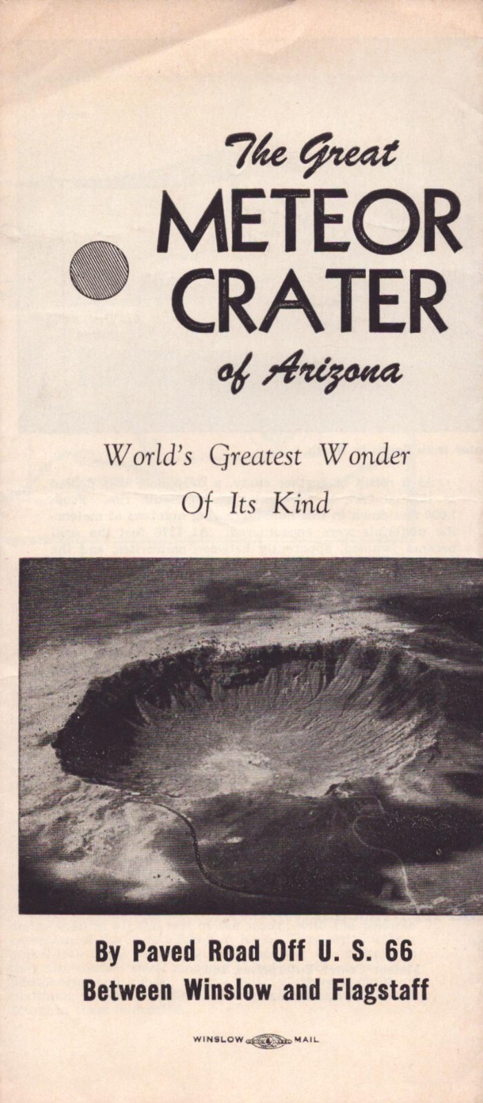 Vintage 1950's Arizona Meteor Crater Brochure Vintage 1950's Arizona Meteor Crater Brochure