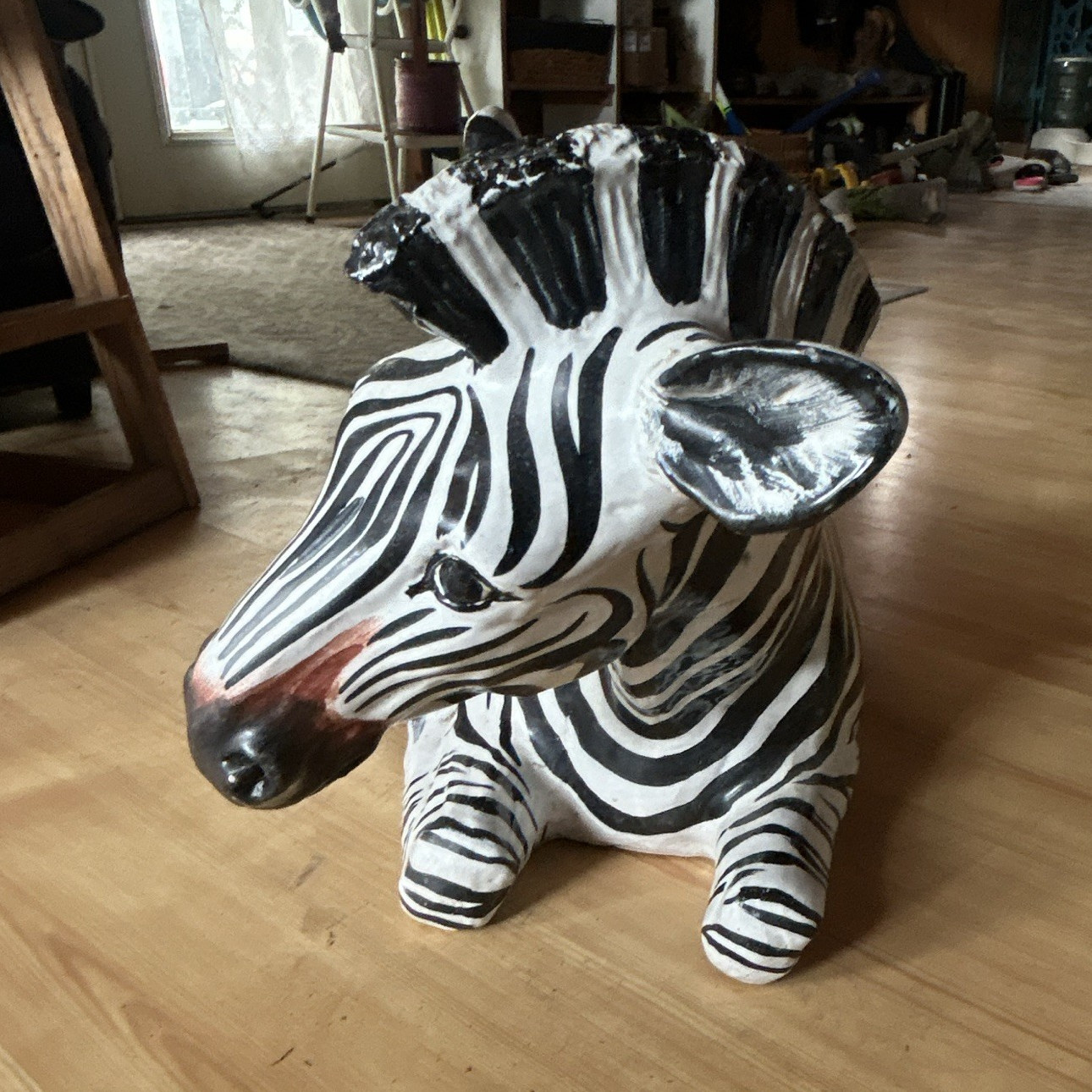 Black & White Zebra Figurine Sculpture Decorative Zebra Animal Figurine Italian