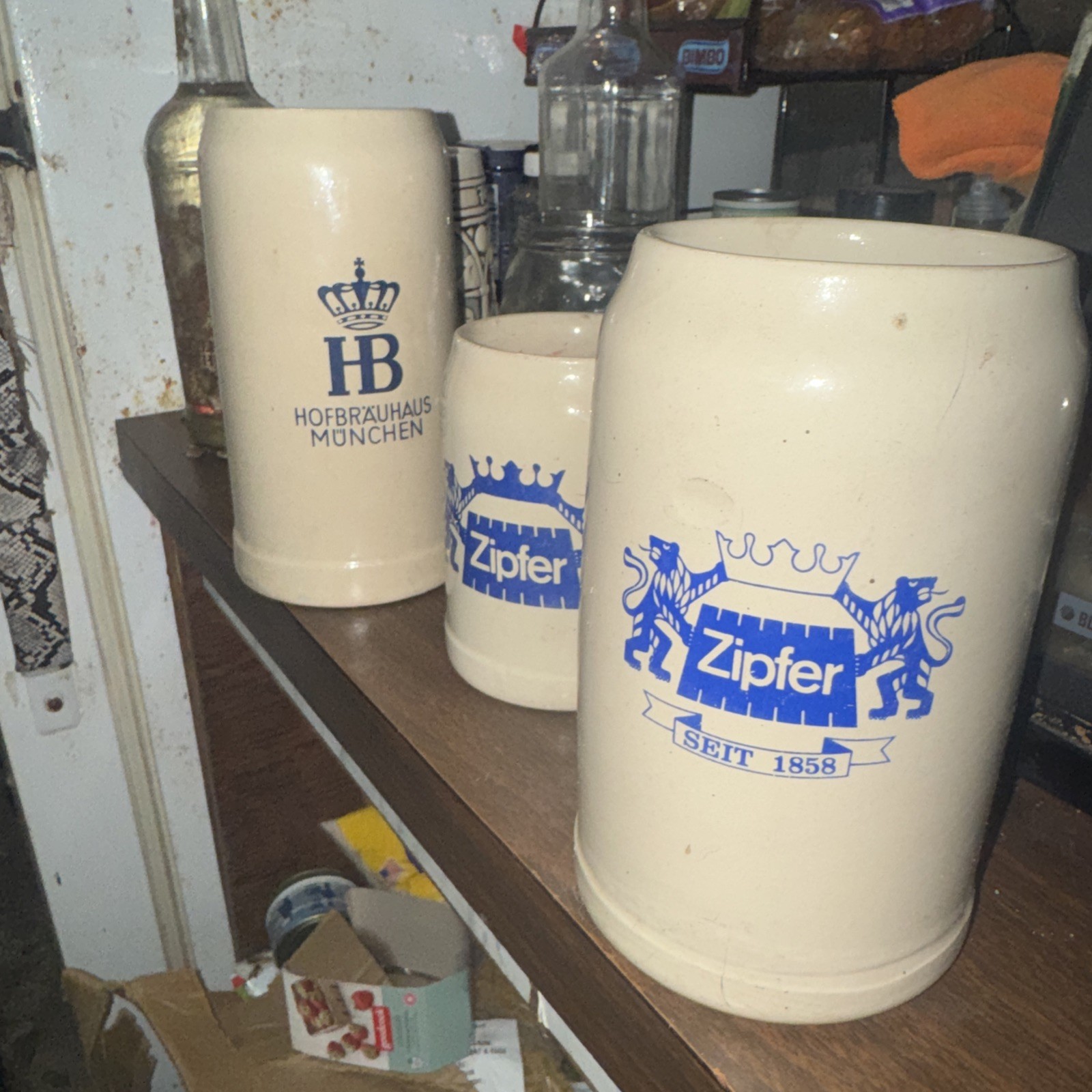 3 Rare Vntage HB & Zipfer Seit 1858 1 Liter Ceramic Beer Stein Hand Made 3 Rare Vntage HB & Zipfer Seit 1858 1 Liter Ceramic Beer Stein Hand Made