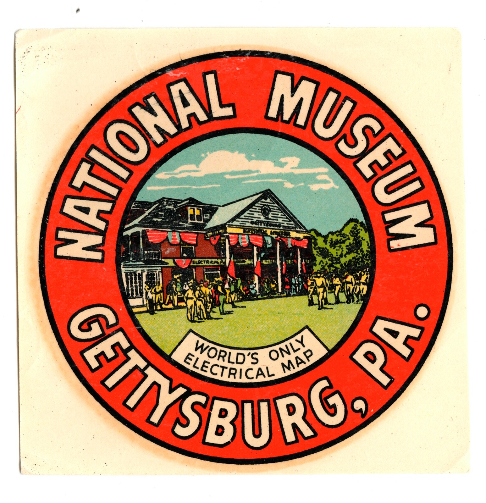 Vintage 1950's-60's National Museum Gettysburg PA Luggage/Auto Decal Sticker NOS