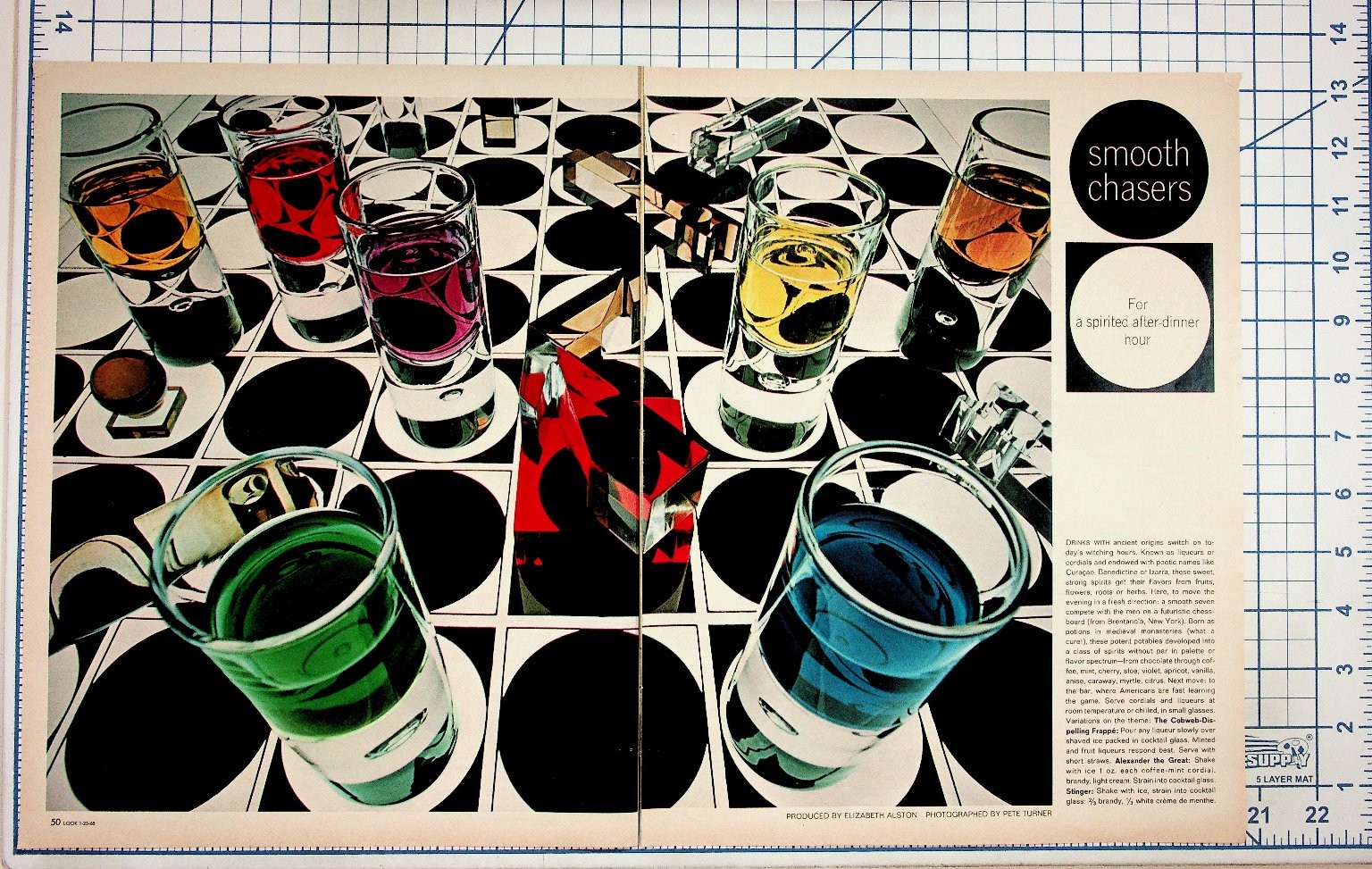 1968 LOOK Magazine Liquor Cocktails Chess Board Vintage Print Ad Pete Turner