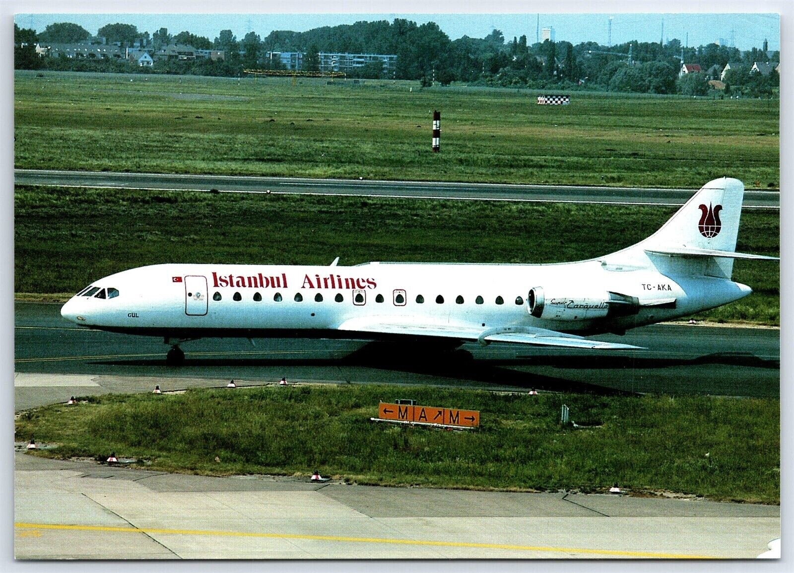 Aviation Postcard Istanbul Airlines SE 210 Caravelle 10B TC-AKA Dusseldorf EY3