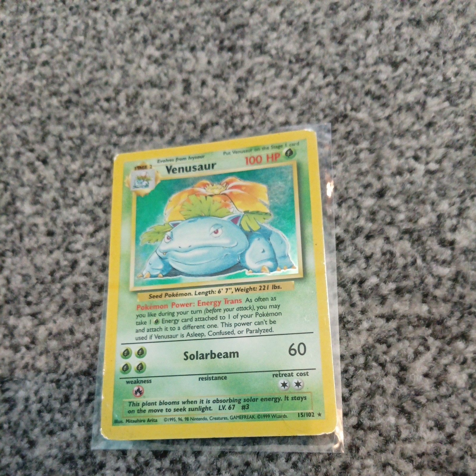 Pokémon TCG Venusaur Holo Rare Card Base Set 15/102 WOTC Vintage 1 Pokémon TCG Venusaur Holo Rare Card Base Set 15/102 WOTC Vintage 1