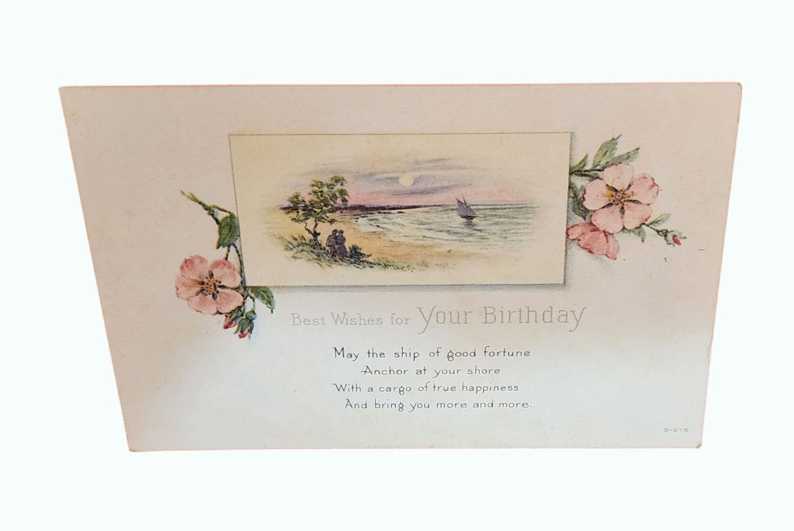 Antique 1924 Birthday Postcard Floral Illustration & Good Fortune Poem Antique 1924 Birthday Postcard Floral Illustration & Good Fortune Poem