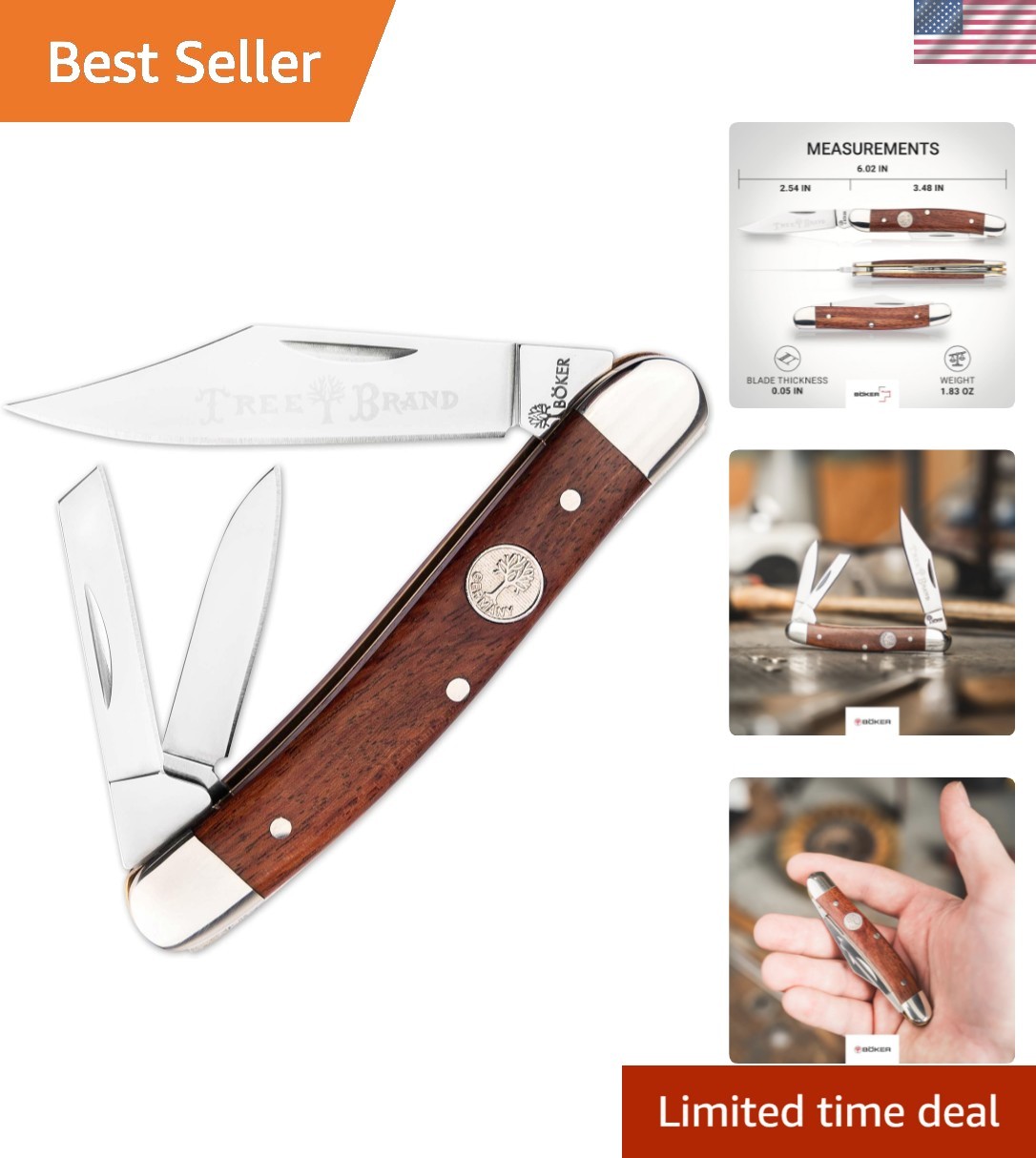 Boker Whittler Pocket Knife, Rosewood, Traditional Series 2.0,