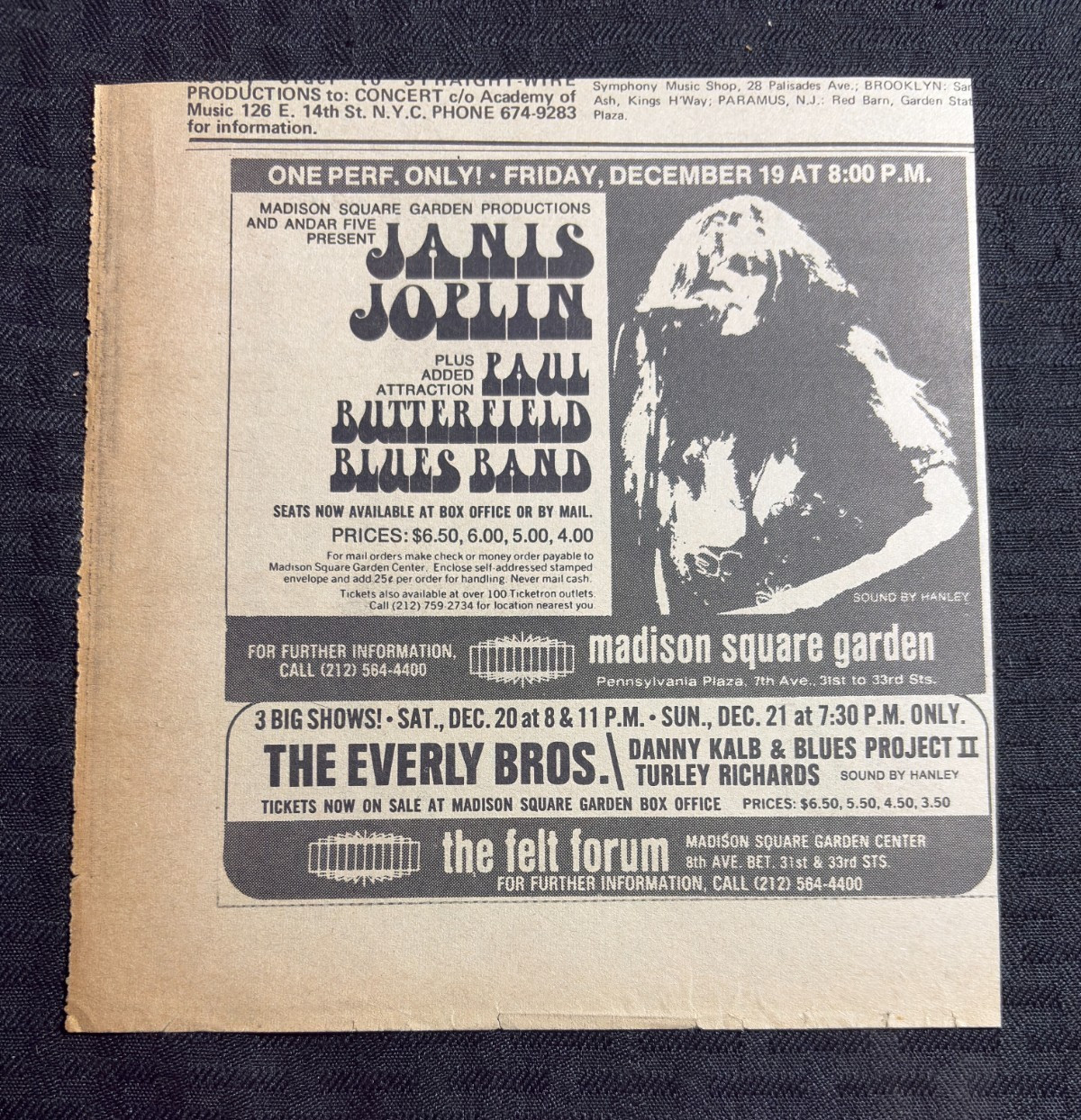 1969 THE FELT FORUM 6.5x7\