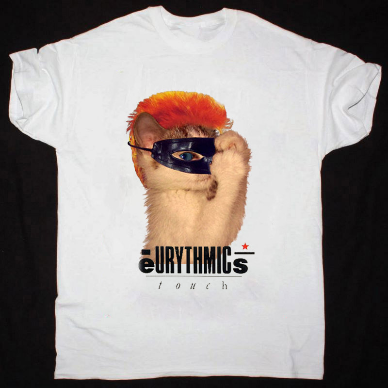 Funny Cat Eurythmics - Touch Short Sleeve White  All Size Shirt  PS62