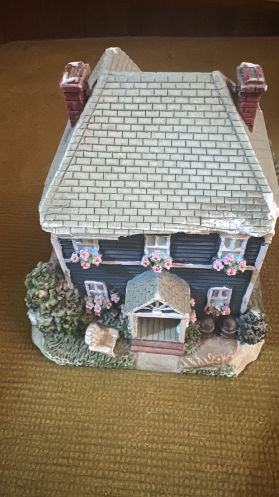 Vintage Miniature Country Cottage House Figurine Floral Village House Decor
