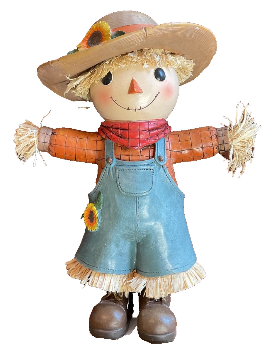FALL SCARECROW FIGURINE SUNFLOWERS STRAW 12 inches New FALL SCARECROW FIGURINE SUNFLOWERS STRAW 12 inches New