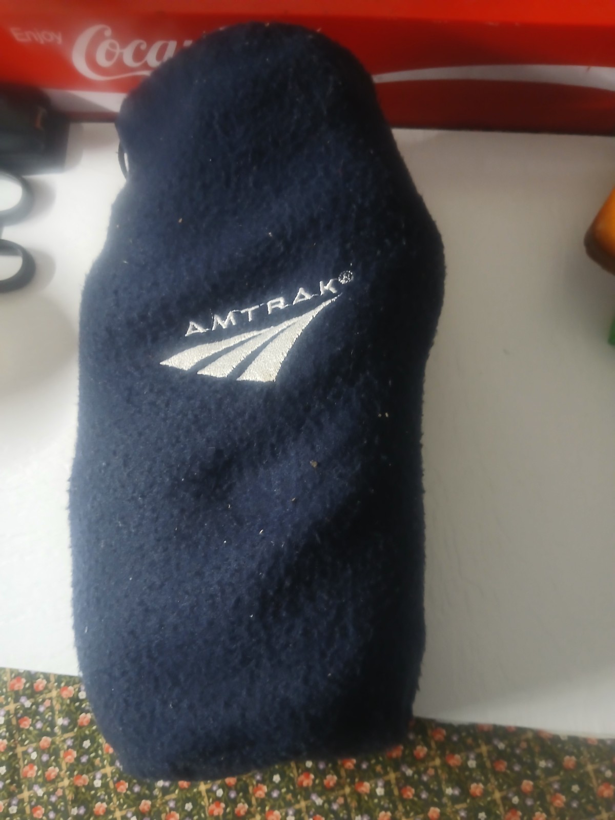 Vintage Amtrak Passenger Personal  Blanket With Drawstring Bag