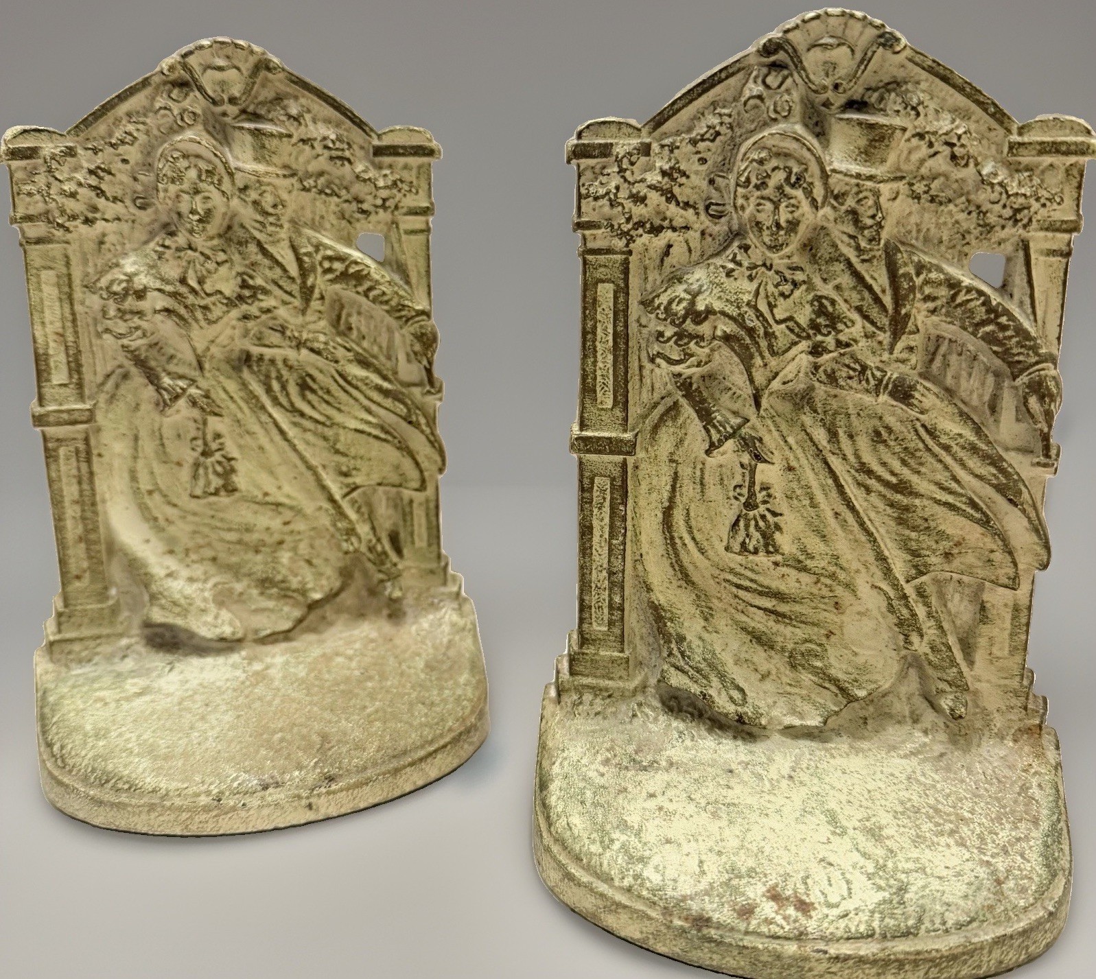 Antique Art Nouveau Judd Bookends Room Decor Romantic Quiet Lux Distressed Old