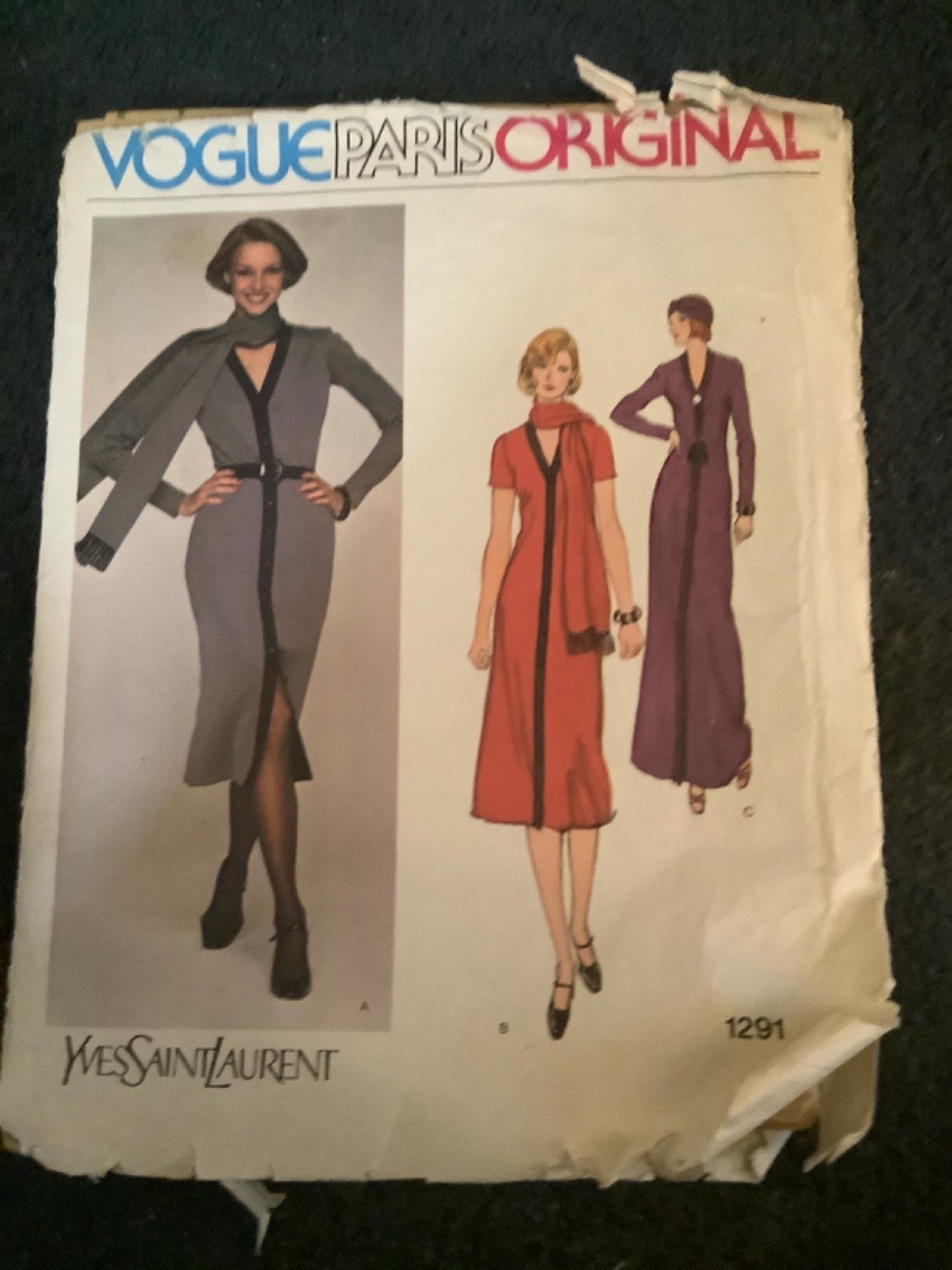 Vogue Paris Original Yves Saint Laurent Pattern 1293 Size 12 Uncut Vintage 