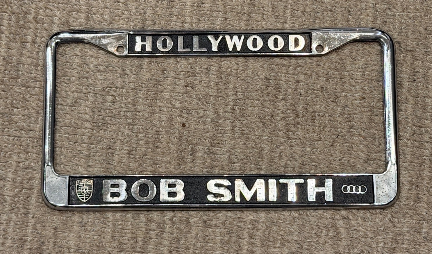 Porsche Vintage License Plate Frame Bob Smith Hollywood California Los Angeles Porsche Vintage License Plate Frame Bob Smith Hollywood California Los Angeles