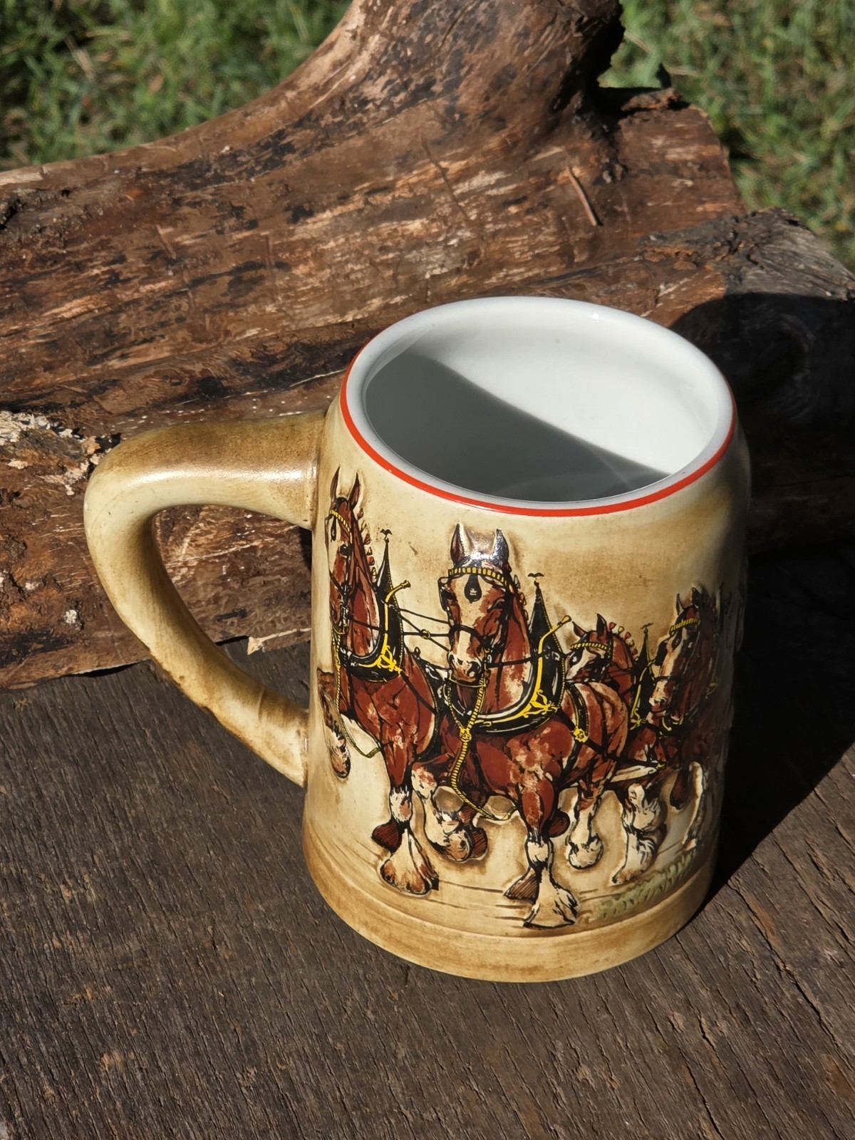 Vintage 1980 Budweiser Champion Clydesdales Holiday Ceramarte Mug Beer Stein