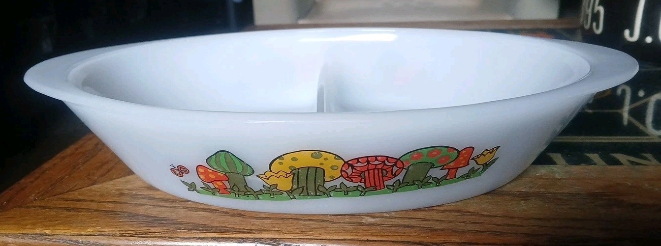 Vintage Mushrooms Divided Oval Serving Dish No Lid (R)