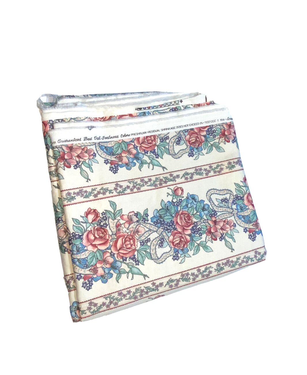 Vintage 2.6 yd Fabric Rare House n Home Bouquet Ribbon Floral Stripe Retired Vintage 2.6 yd Fabric Rare House n Home Bouquet Ribbon Floral Stripe Retired