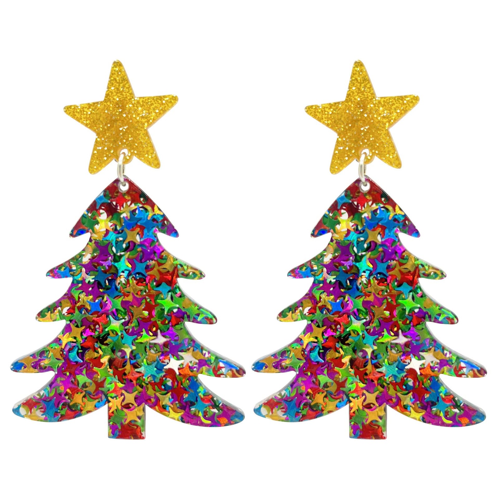 Christmas Tree Earrings for Women - Acrylic Holiday and A-COLOR Christmas Tree Earrings for Women - Acrylic Holiday and A-COLOR