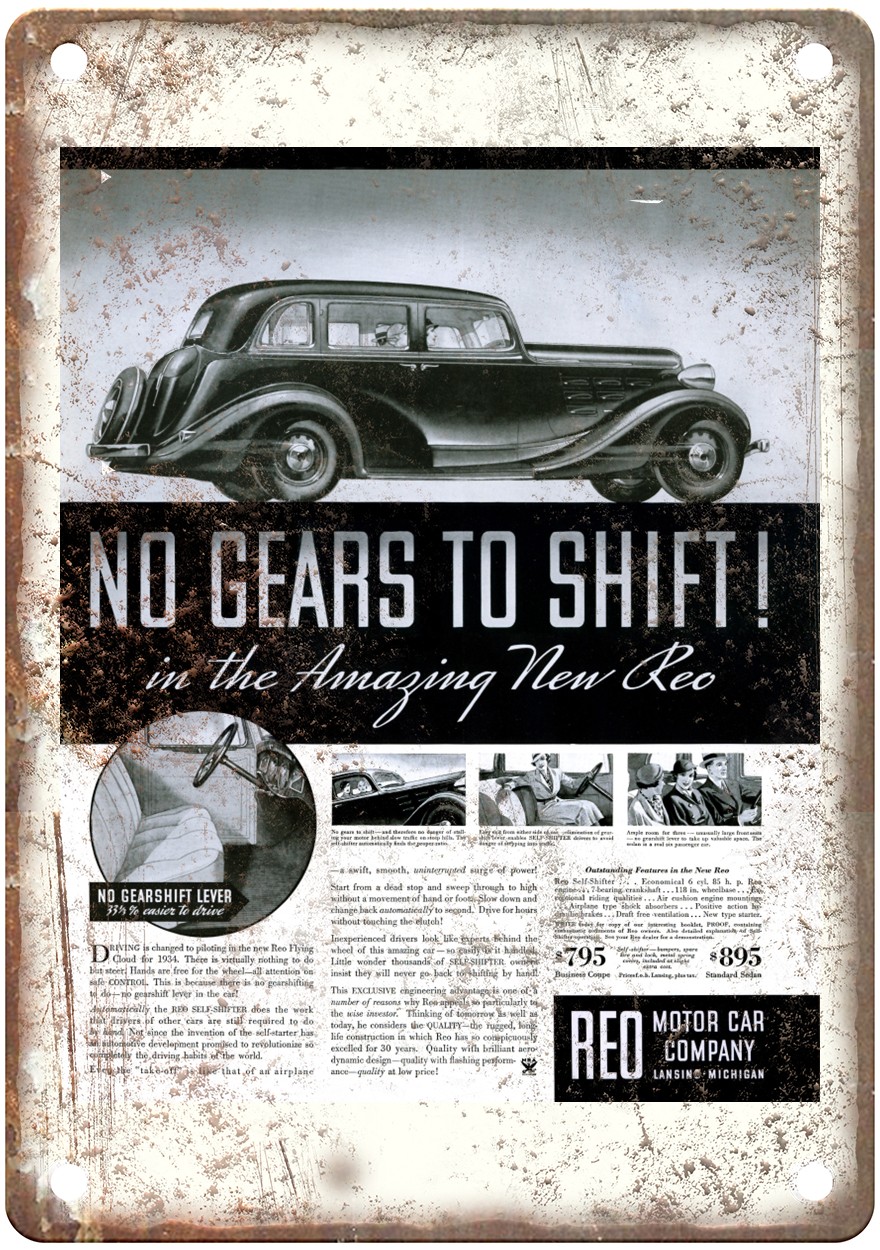 1934 Reo Vintage Automobile Ad Retro Look Metal Sign AM8848 1934 Reo Vintage Automobile Ad Retro Look Metal Sign AM8848