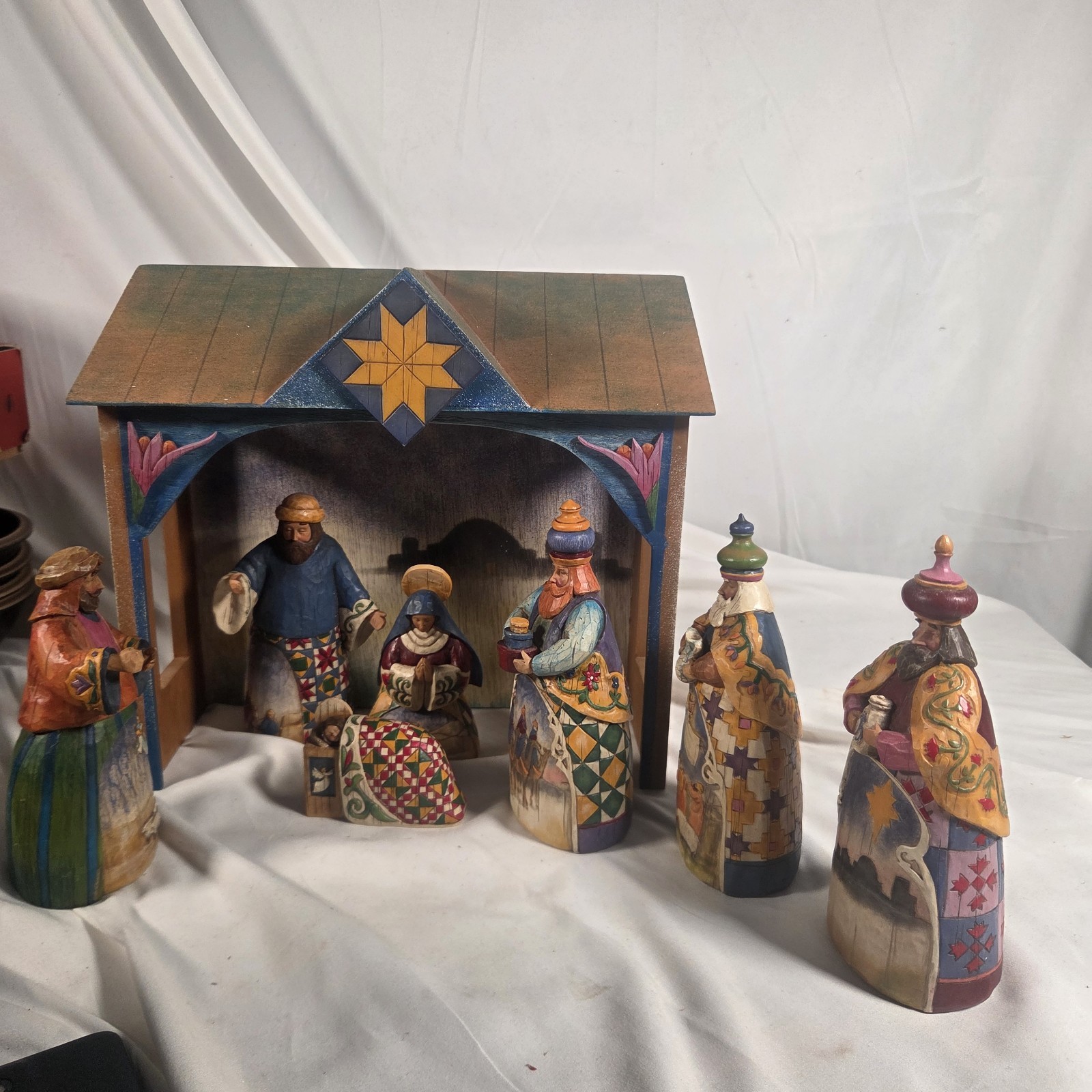 Jim Shore Heartwood Creek Nativity Creche 8 Piece Set 113254 113256 Enesco 2003