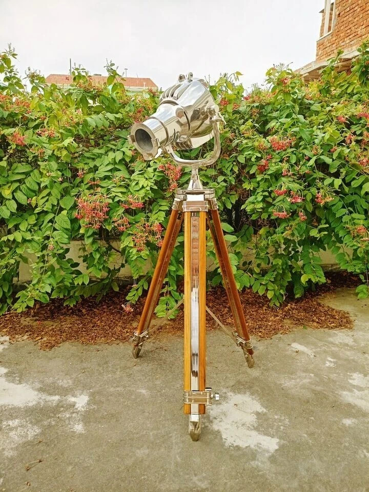 Vintage Spotlight Theater Nautical Home Decorative Tripod Search light lamp Vintage Spotlight Theater Nautical Home Decorative Tripod Search light lamp