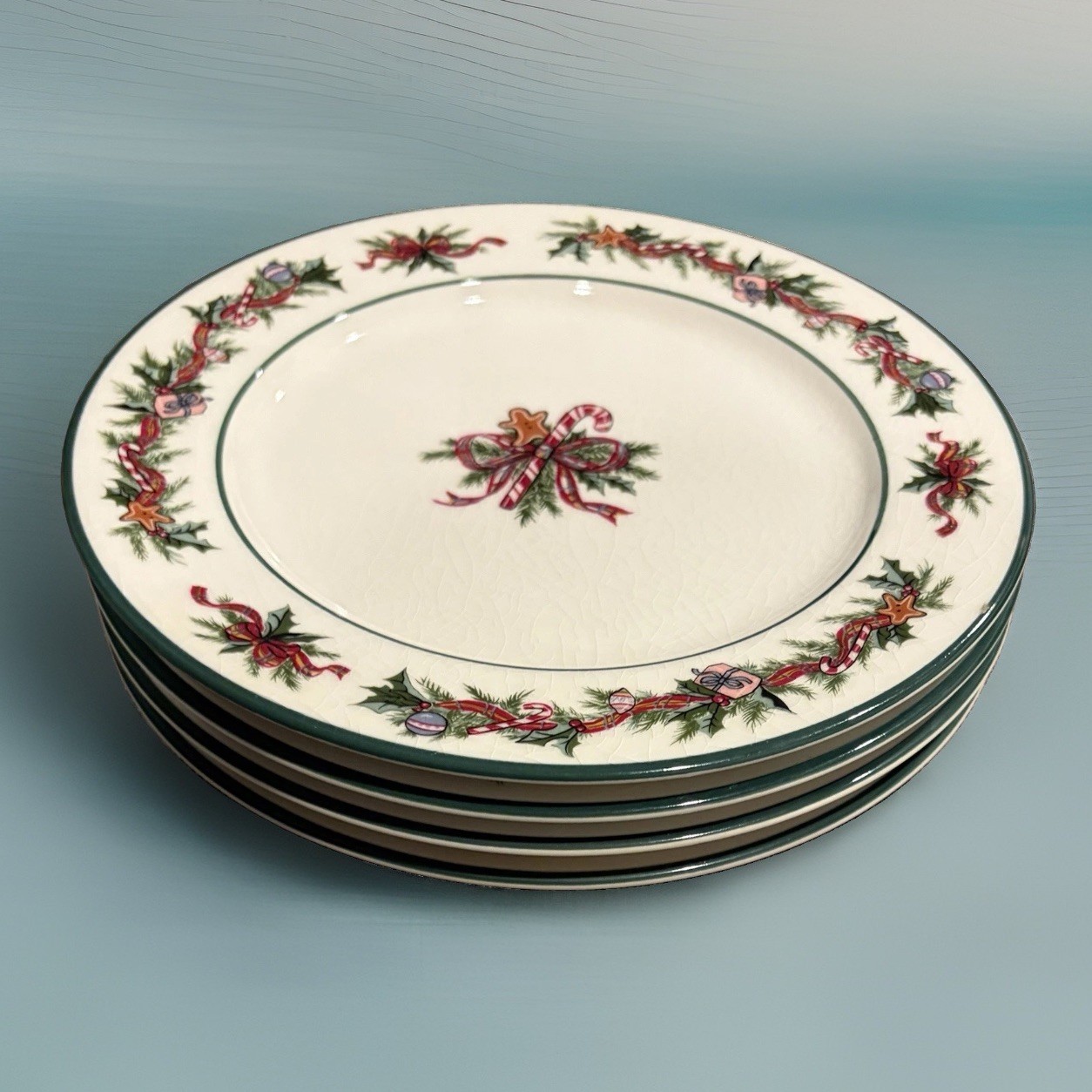 Set of 4 R H Macy & Co-The Cellar  O\'Tannenbaum Salad Plate   CHTM-1360