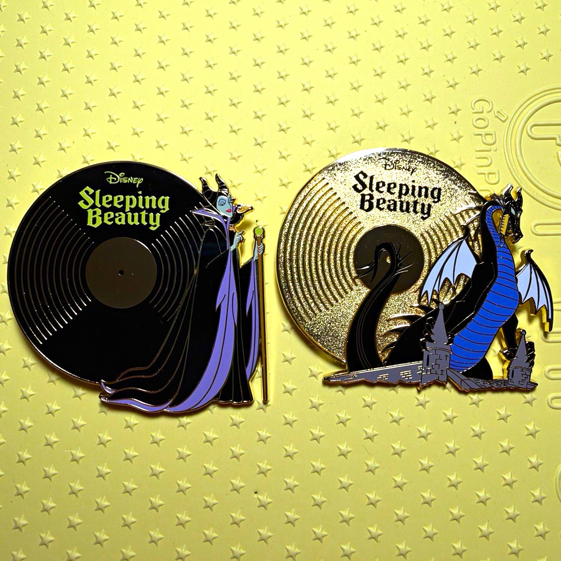 Disney Sleeping Beauty Maleficent & Dragon Villain  Vinyl 2-Pin Set LE