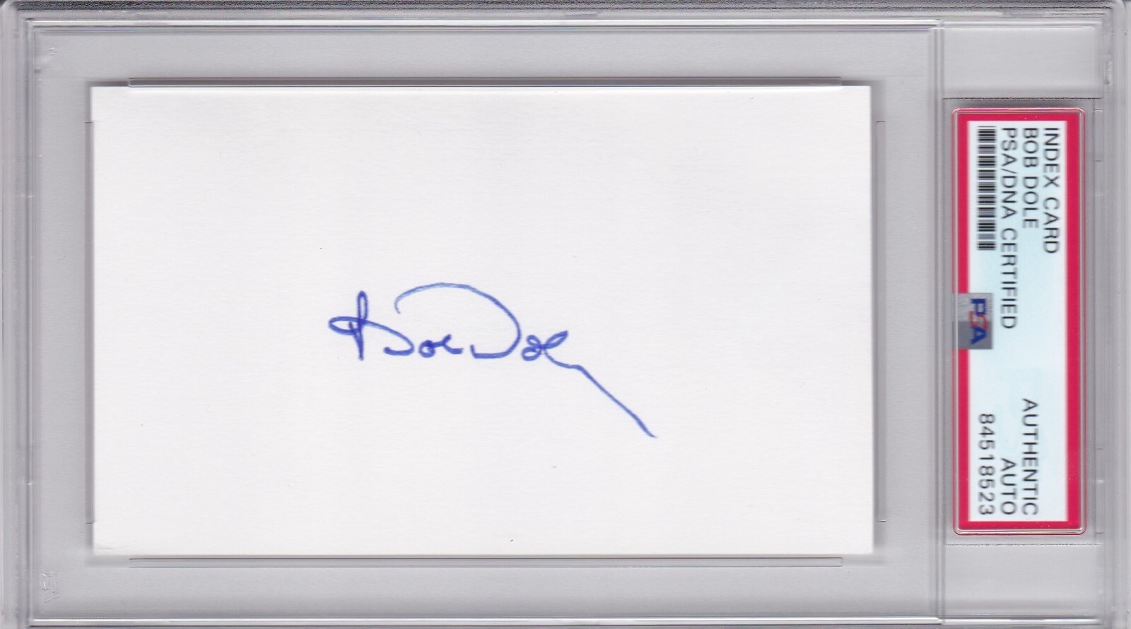 SENATOR BOB DOLE PSA DNA CERTIFIED SIGNED AUTOGRAPHED INDEX CARD CONGRESS