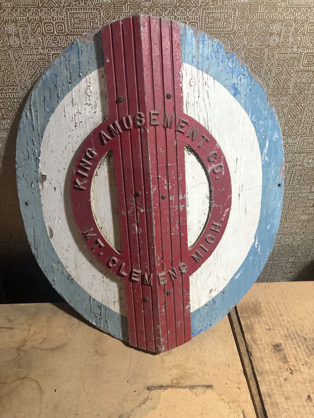 vintage amusement park sign King Amusement Sign Mt Clemens Michigan Rare 