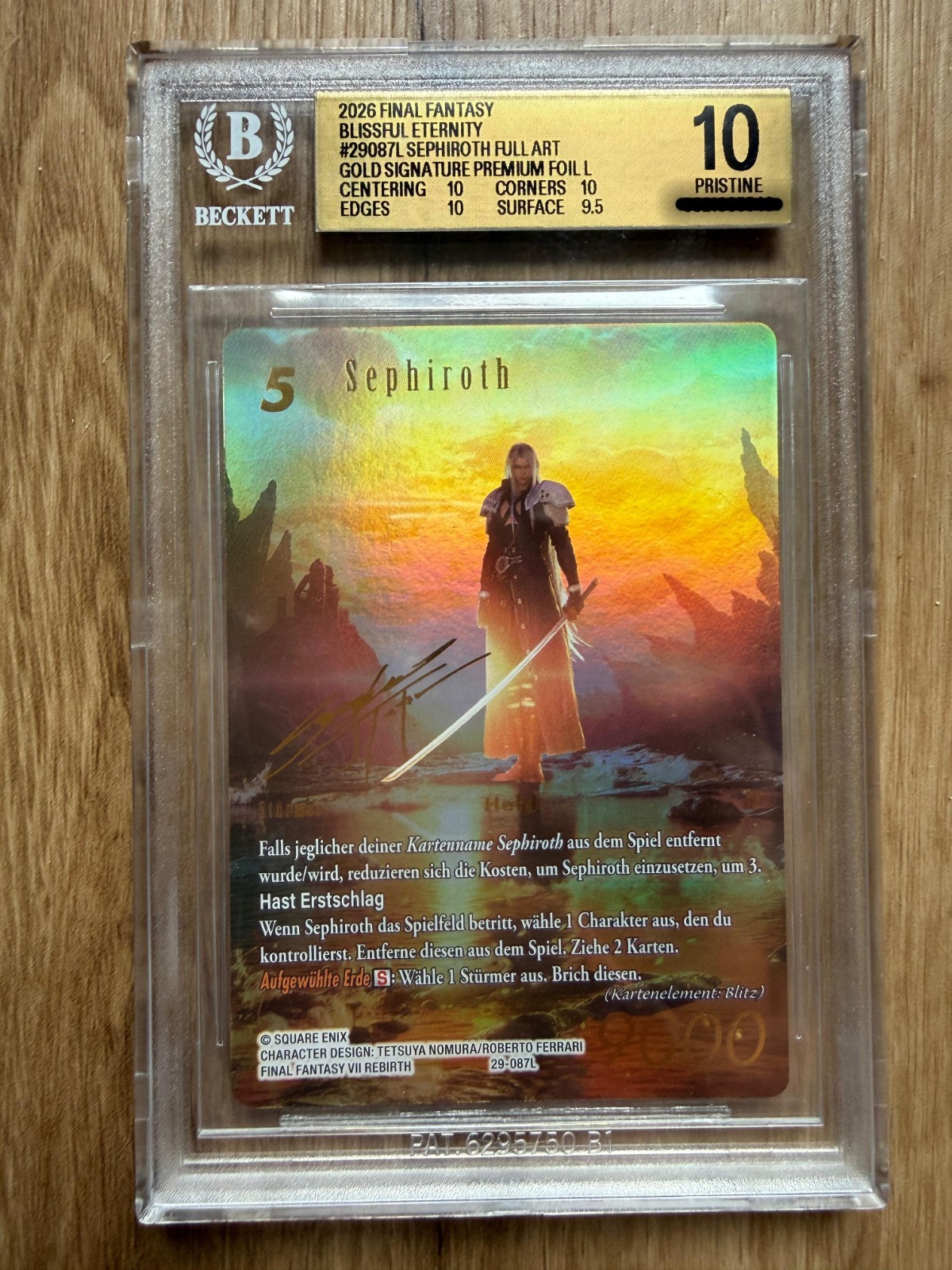 Final Fantasy TCG Sephiroth 29/087L German Full Art Premium Foil BGS 10