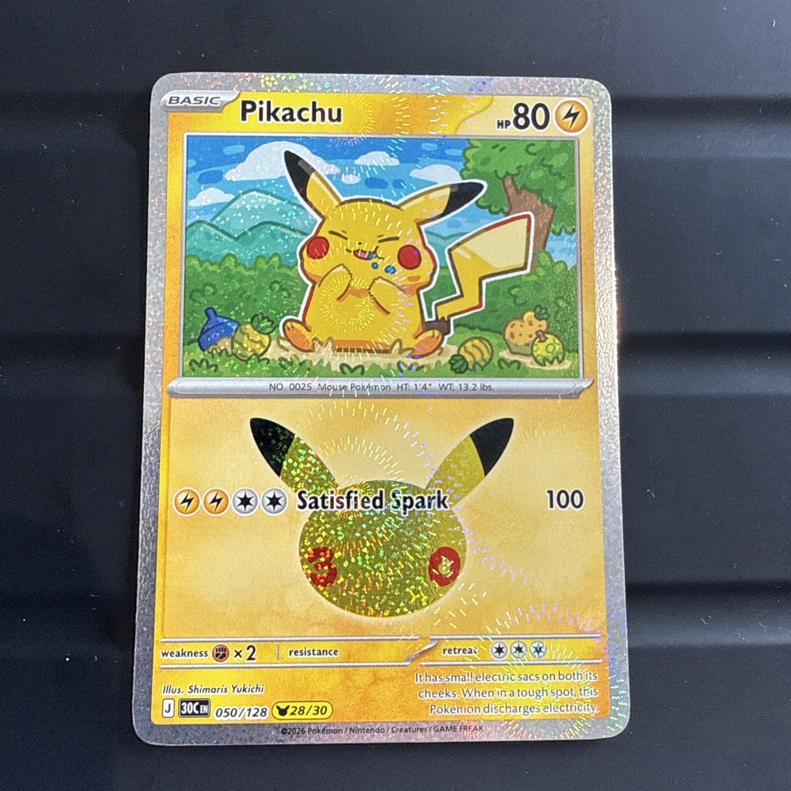 Pikachu 050/128 Holo Rare 30th Anniversary Pokémon TCG - Pack Fresh NM 