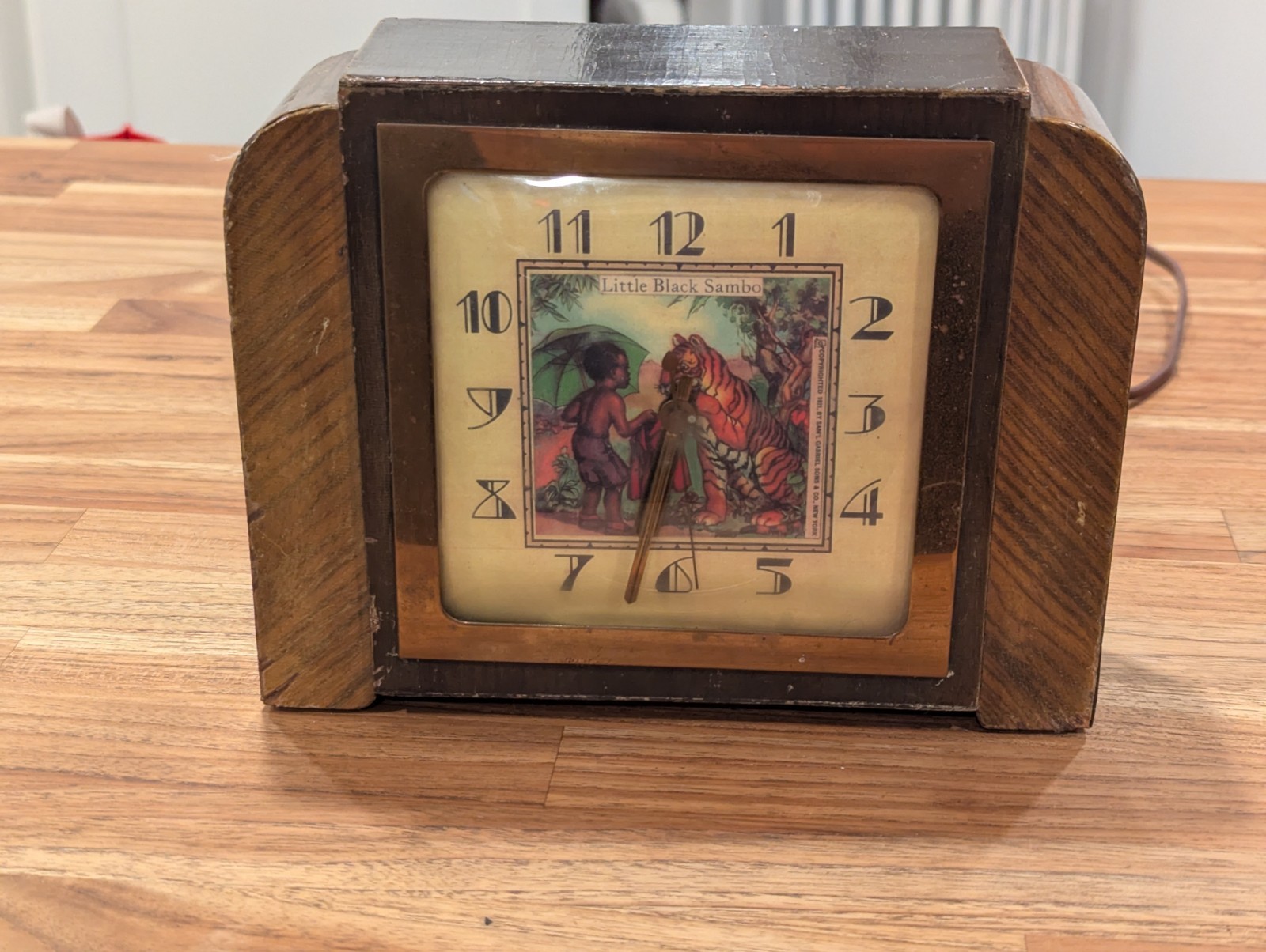 Antique 1921 Art Deco Little Black Sambo Clock Electric Works Great Antique 1921 Art Deco Little Black Sambo Clock Electric Works Great