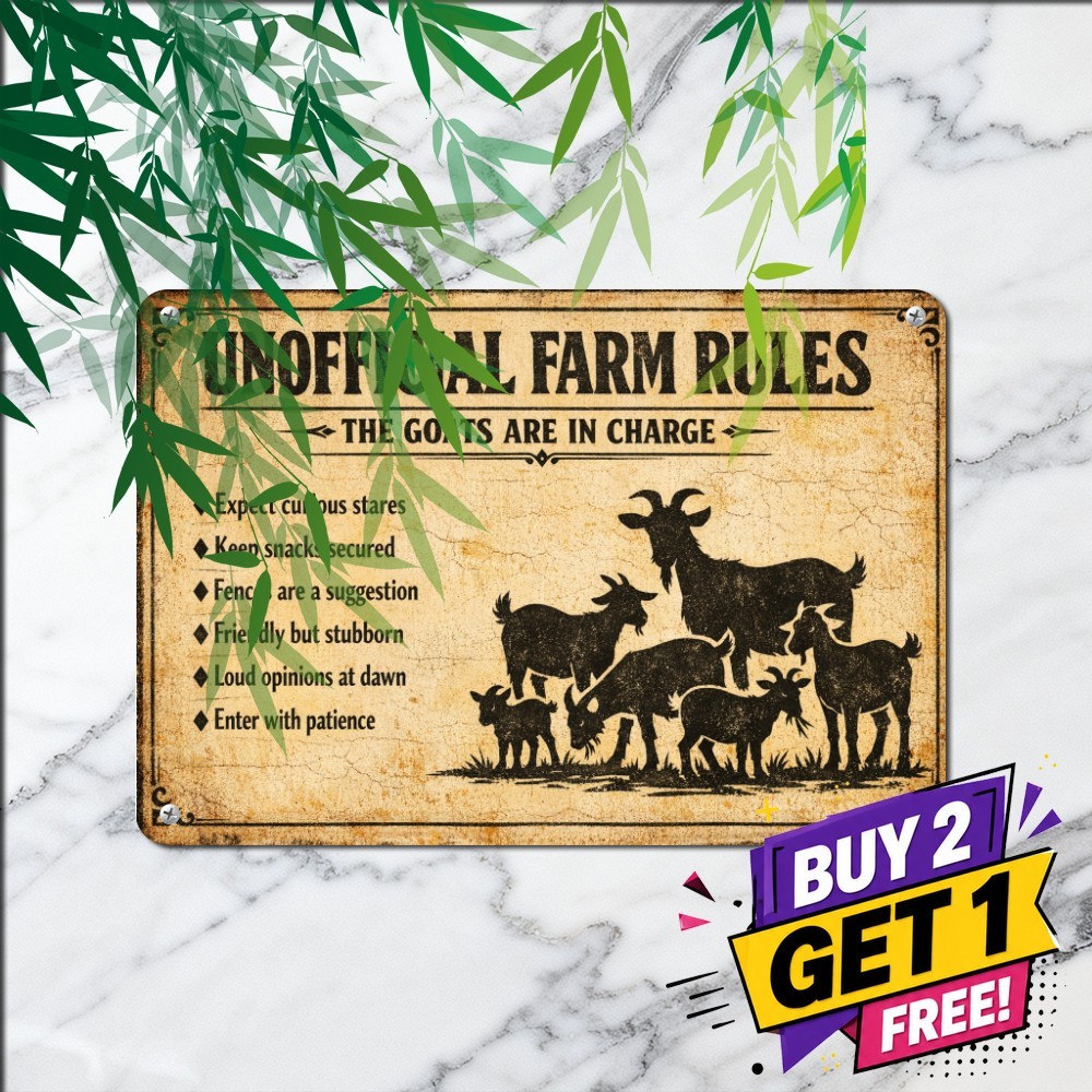Crazy Goat Lady Farmhouse Sign Funny Halloween Barnyard Decor Metal Tin Plaque