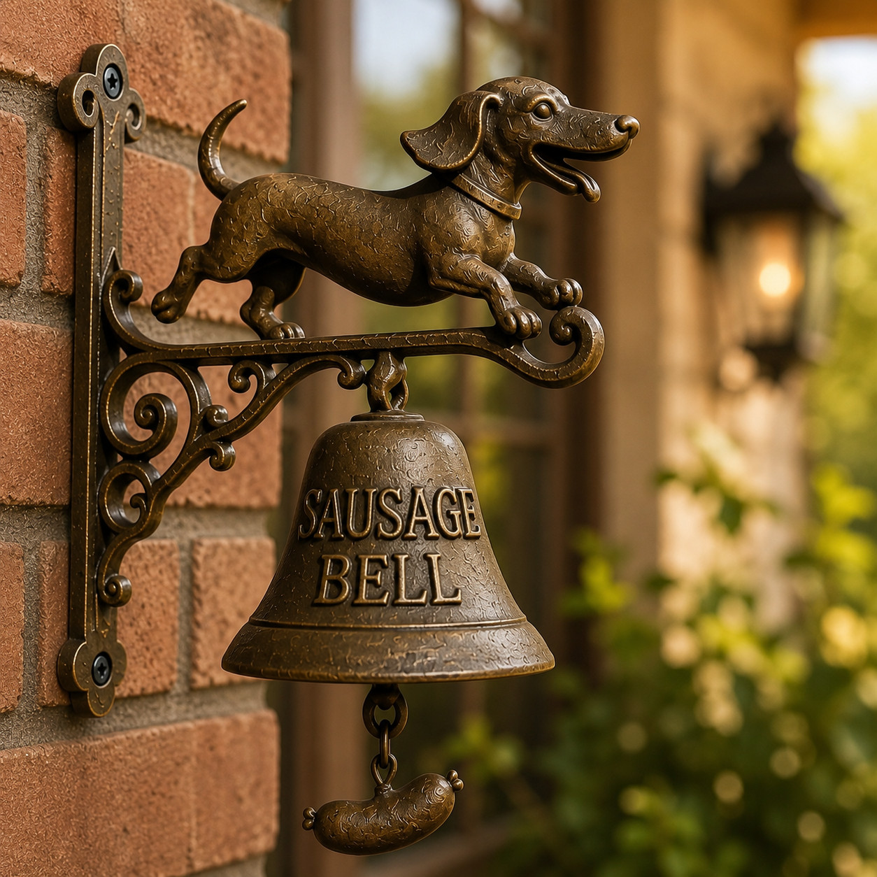 Vintage Dachshund Bell, Cast Iron Sausage Dog Door Chime, Farmhouse Bell
