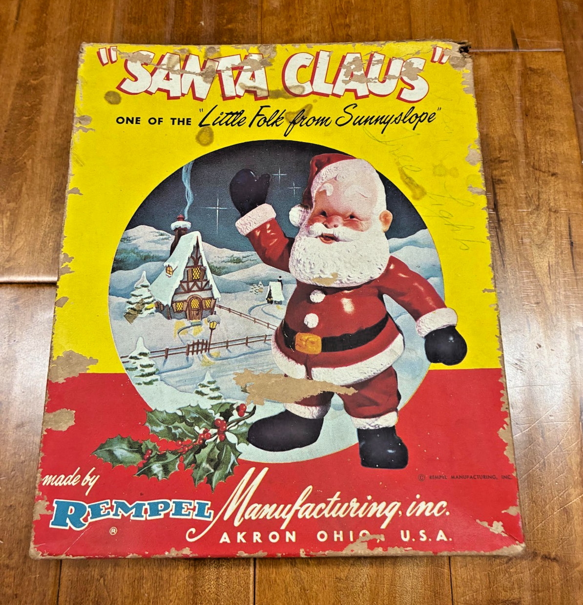 VTG Rempel Santa Claus Squeaker Figure w/ Rare Original Box Christmas