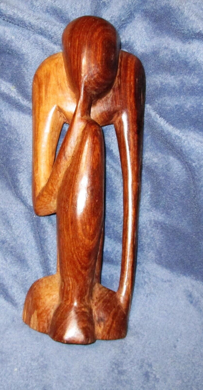 Hand Carved Wood Abstract Man/Thinker, 13\