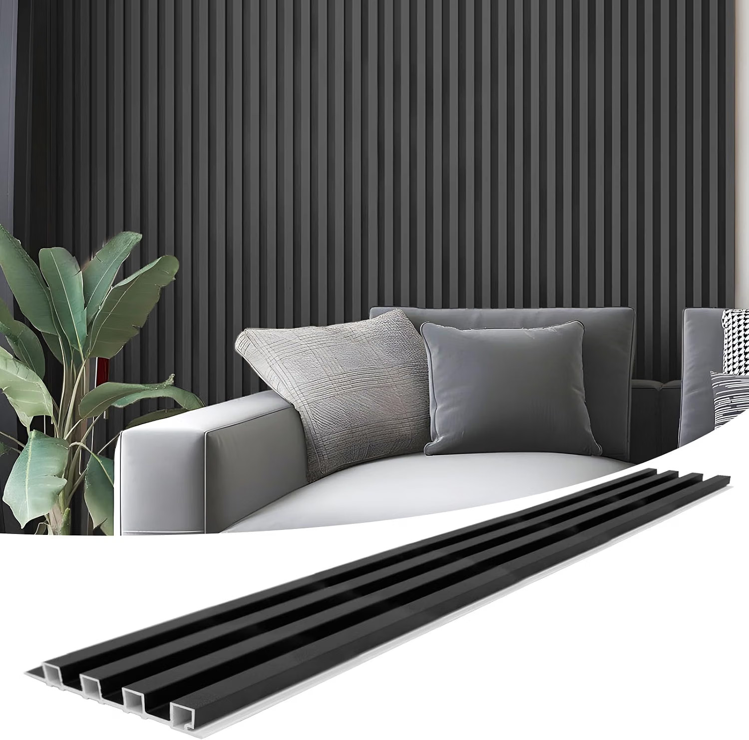 8-Pack 96 X 6In WPC Acoustic Slat Wall Panel for Modern Interior Decor TV Back