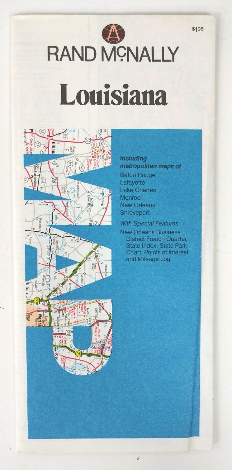 Vintage Rand McNally Road Map Louisiana 1989
